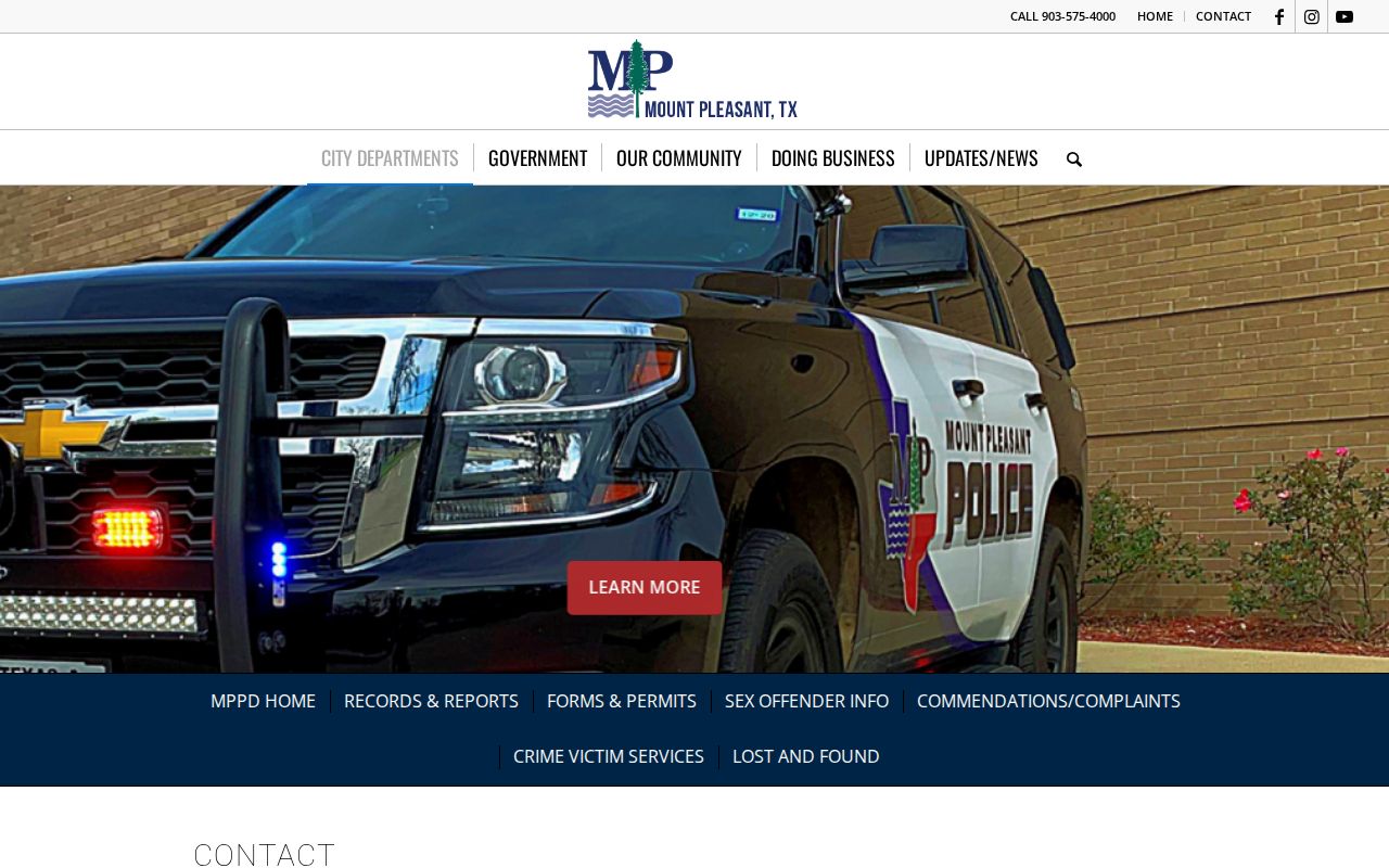Titus County Mount Pleasant warrant records: city police station and public contact