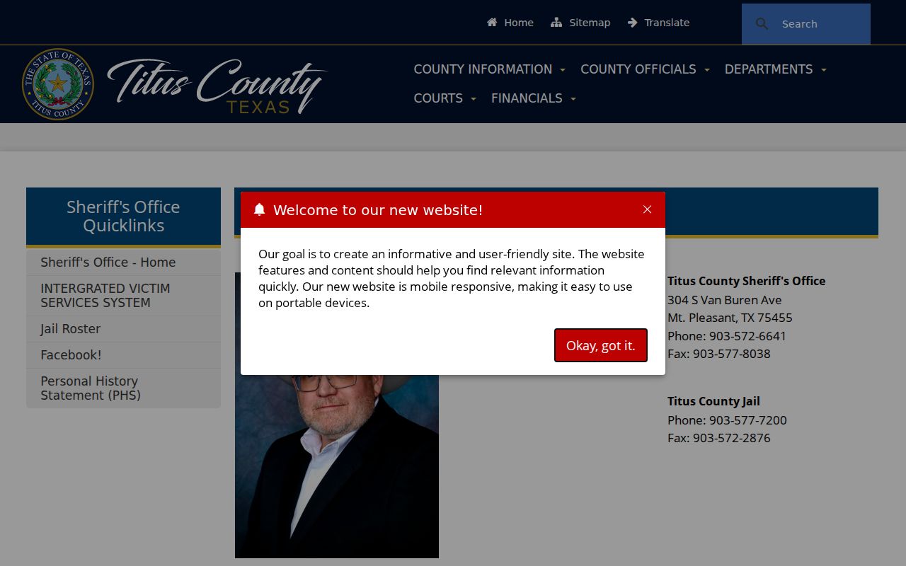 Titus County warrant records: official Sheriff’s Office contact page